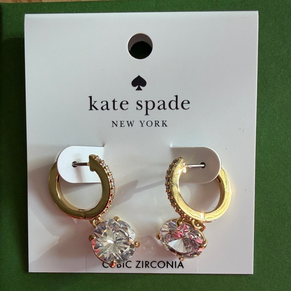 Kate Spade Gold and Silver Hoop Earrings with Cubic Zirconia